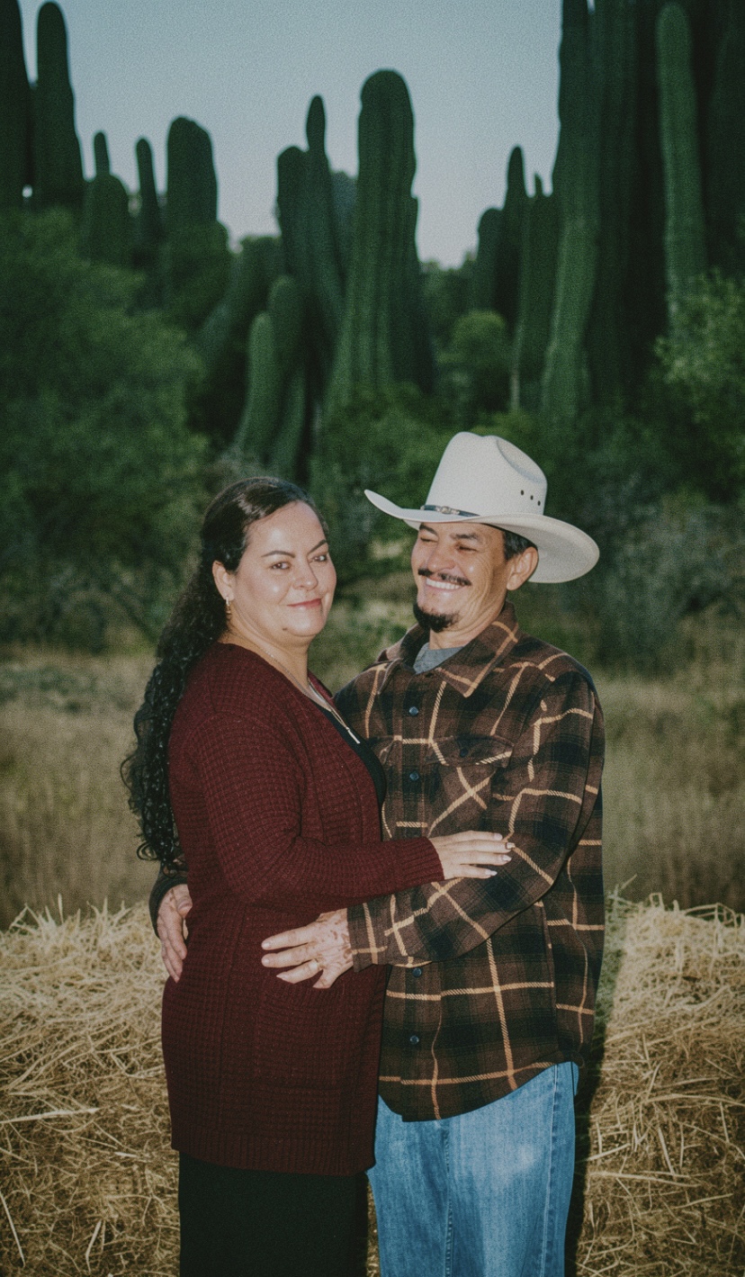 Pareja abrazada en el campo