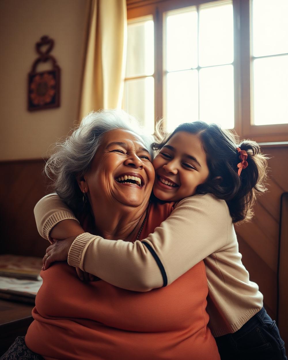 Abuela y nieta abrazadas